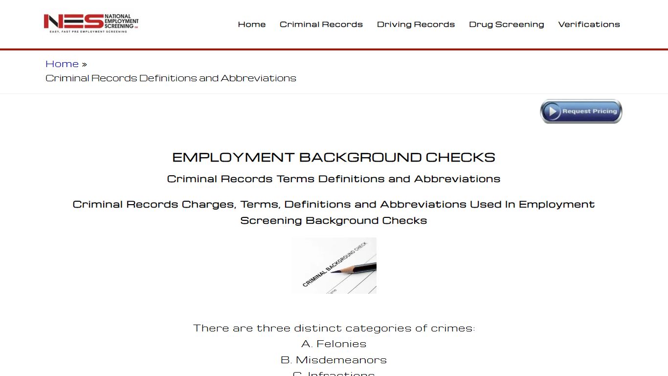 Criminal Records Terms Definitions and Abbreviations